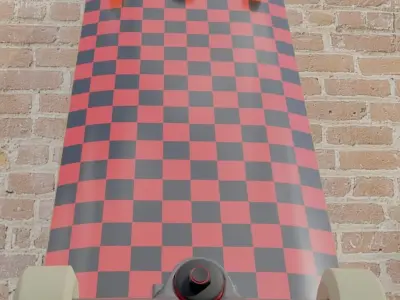 Skateboard in brick floor 3D model