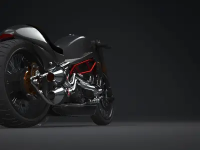 Modified Street Fighter Motorcycle Low-poly 3D model