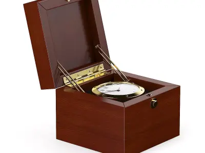 Golden Watch in Wooden Box 3D model