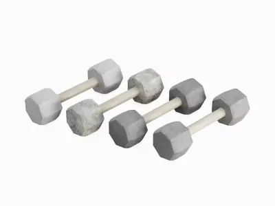 Concrete Dumbbell Set Low-poly 3D model