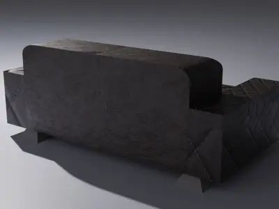 Brown Leather Couch   Low-poly 3D model