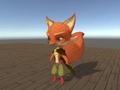 Mia Fox Animated Low-poly 3D model