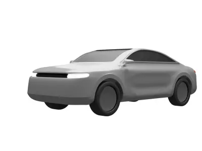 3d minimalistic white car low poly 3D model