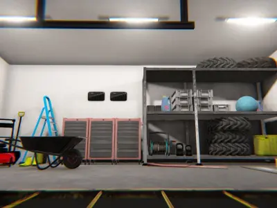 Garage - interior and props Low-poly 3D model