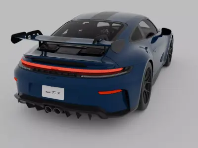 Porsche 911 GT3 992 2 Weissach 2025 Realistic Game Ready Low-poly 3D model