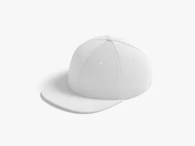 Snapback Cap white headwear with flat visor Low-poly 3D model