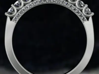 Wedding band with u-set stones 3D print model