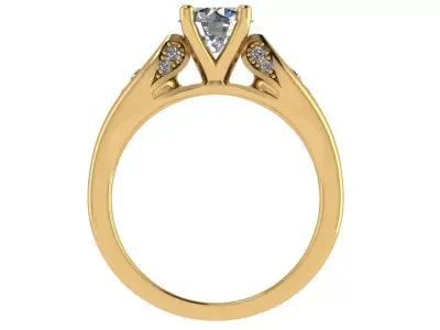 Round solitaire ring diamond on shank  3D print model