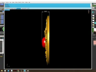 Double Dragon Circle Pendant with Red Cabochon Center 4041 3D print model