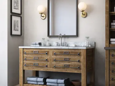 MERCANTILE EXTRA-WIDE SINGLE VANITY SINK 3D model