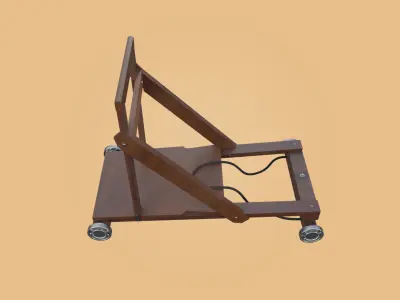 Trolley-cart with ball bearings Low-poly 3D model