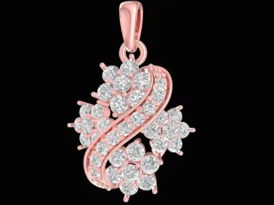Luxury Floral Swirl Diamond Pendant  2494 3D print model
