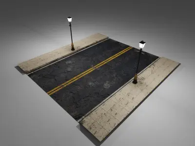 Street with Lamp Free 3D model