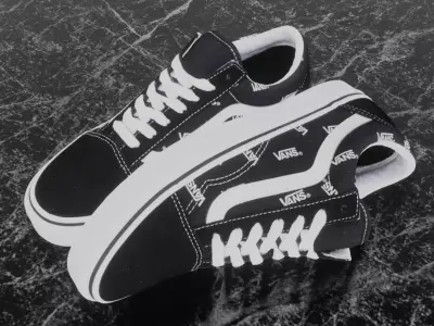 VANS 3D SHOES - BLACK 2 Low-poly 3D model