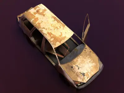 Junkyard Station Wagon Low-poly 3D model