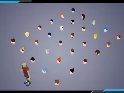 Stylized Soccer Football Player plus 30 Haircuts Low-poly 3D model