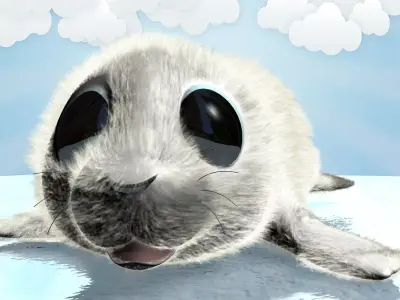 Cartoon Baby Seal Rigged Low-poly 3D model