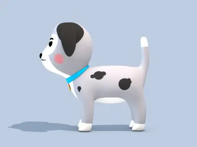 Cartoon Dog Low-poly 3D model 4
