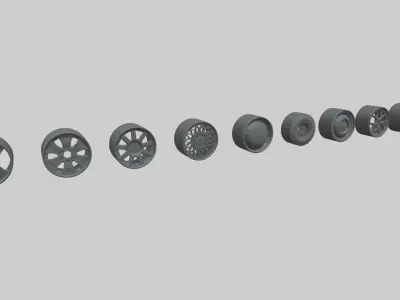 Low Poly Wheel Pack 01 Low-poly 3D model