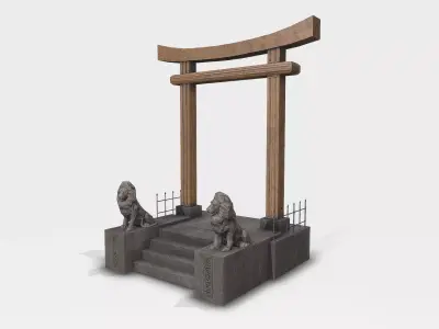 Torii Gate Low-poly 3D model