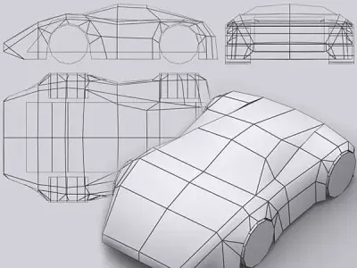 Road rush speedracers Low-poly 3D model