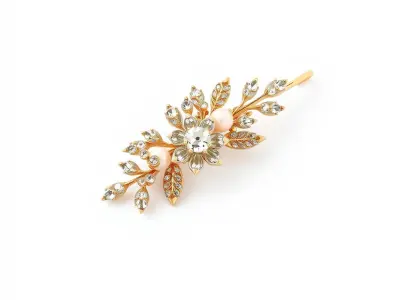 Floral Rhinestone Pearl Hairpin model pack Low-poly 3D model