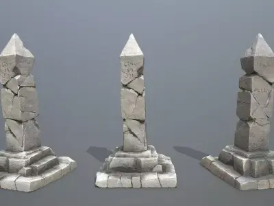 old pillar Low-poly 3D model