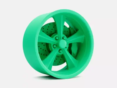 18x9 Rocket Booster Wheel and Brake 3D print model