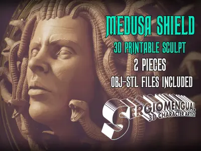 Greek Mythology Medusa Shield 3D Printable Sculpt 3D print model