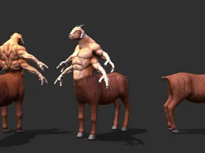 Warrior goat Low-poly 3D model