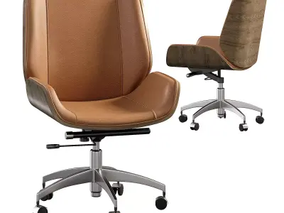 Kafedra ofis TopChairs Crown Brown Low-poly 3D model