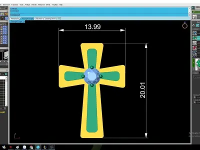 Luxury Two Tone Diamond Cross Pendant  2844 3D print model