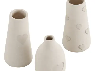 Heart Vase Trio 3D model