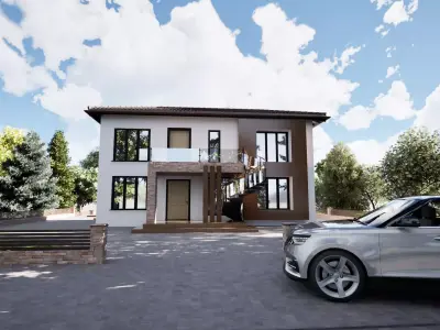 Modern and classic design House and pool 3D model