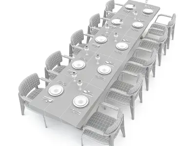 dining table 014 3D Low-poly 3D model