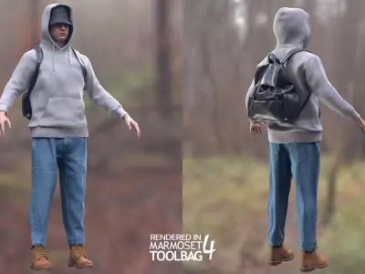 Man - Autumn 2 - Modular - Rigged Low-poly 3D model