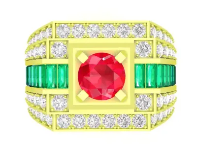 Luxury Square Gemstone Mens Ring 3942 3D print model