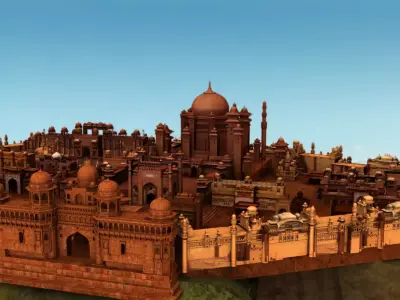 mountain fort city 3d model 3D model