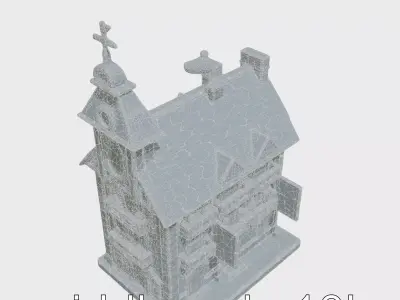 Toy Clock Tower Model with Musical Figurines and Weather Vane Low-poly 3D model
