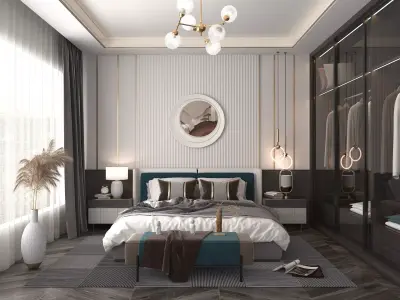 Modern Bedroom Scene 8 3D model