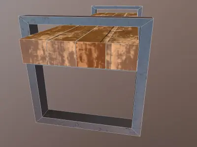 Bench with metal legs  Free low-poly 3D model