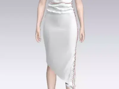 one shoulder dress  elastic draped asymetric skirt   Low-poly 3D model