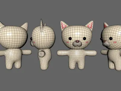 Chubby Cat Animated for Games Low-poly 3D model