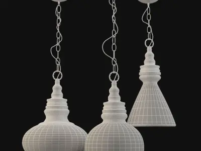 light-05 three glass pendant lights 3D model