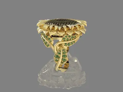  ring 3D print model sunflower 3D print model