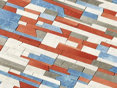 Paving stone rectangle splinter n1 3D model