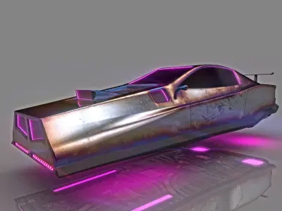 Scifi cyberpunk car Low-poly 3D model