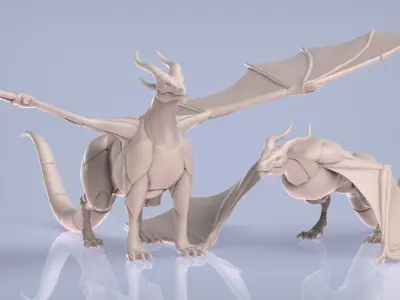 Dragon and Wyvern Base Meshes 3D model