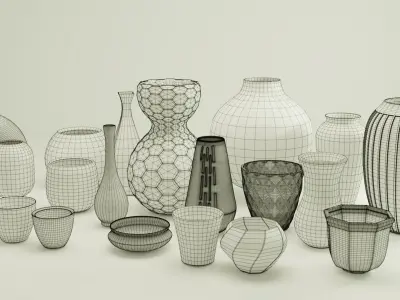 20 Decorative Vase Model Package Low-poly 3D model