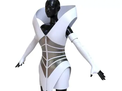 Beyonce White Dress Low-poly 3D model